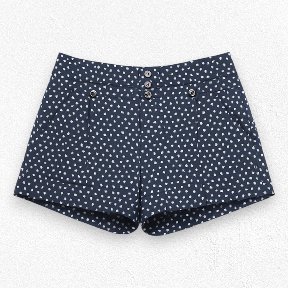 Daughters of the Liberation Navy Polka Dot Linen Blend Cuffed Shorts Size 4